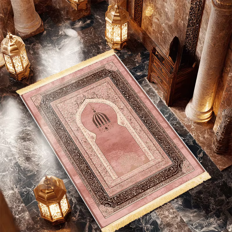 Tapis de prière musulman VIKAMA à motif d'arche rose