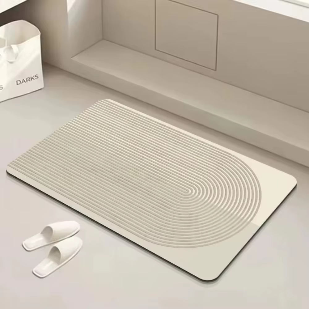 Tapis de bain en diatomite avec rembourrage en caoutchouc