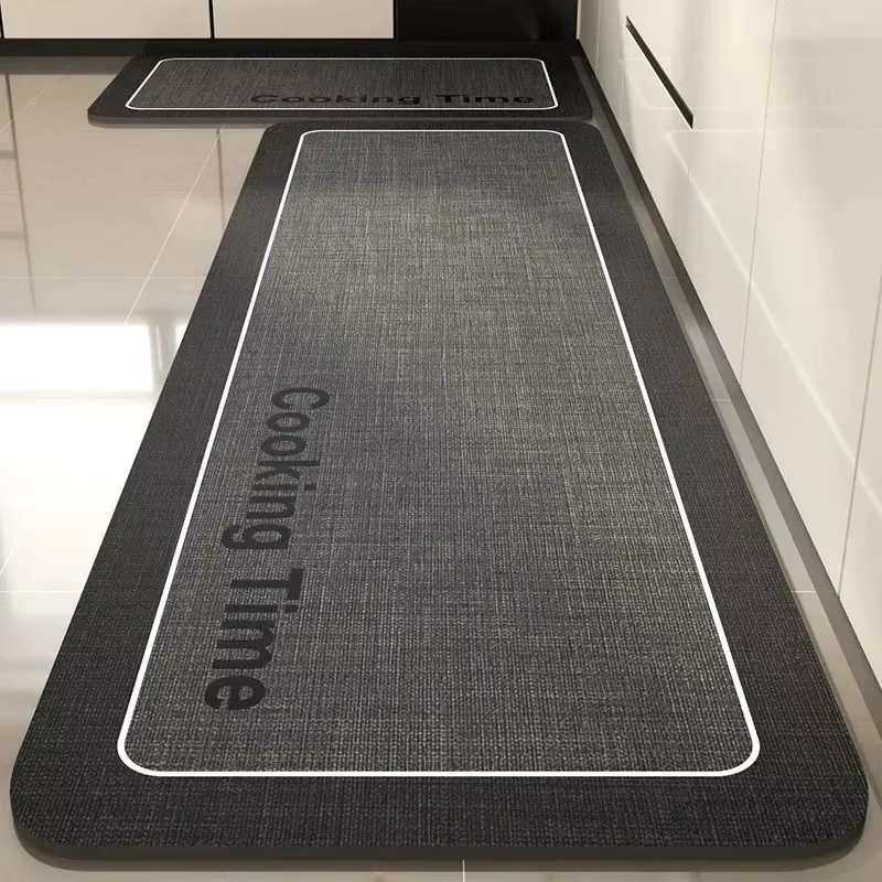 Tapis de sol de cuisine en cuir PVC imperméable et antidérapant