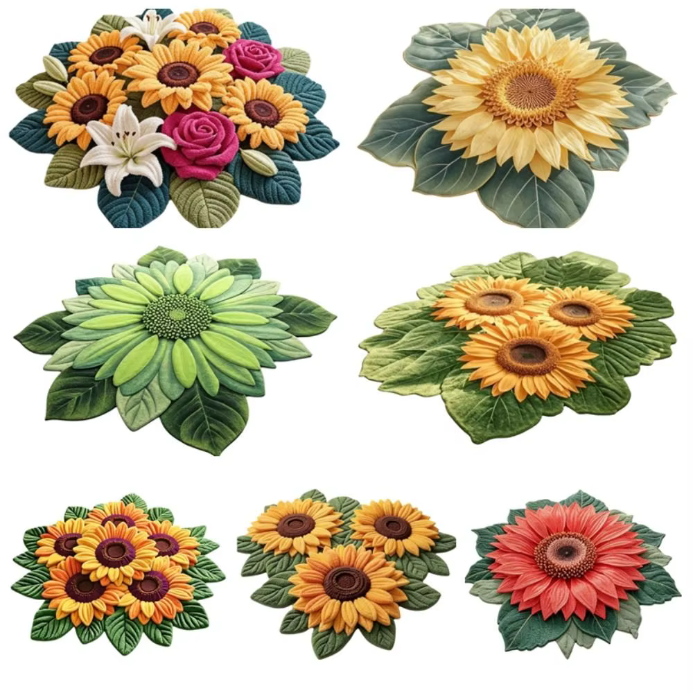Tapis de sol en forme de tournesol durable