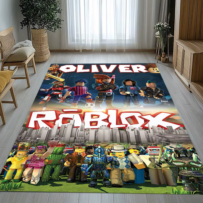 Tapis de salon antidérapant à thème de dessin animé Game R-Robloxs