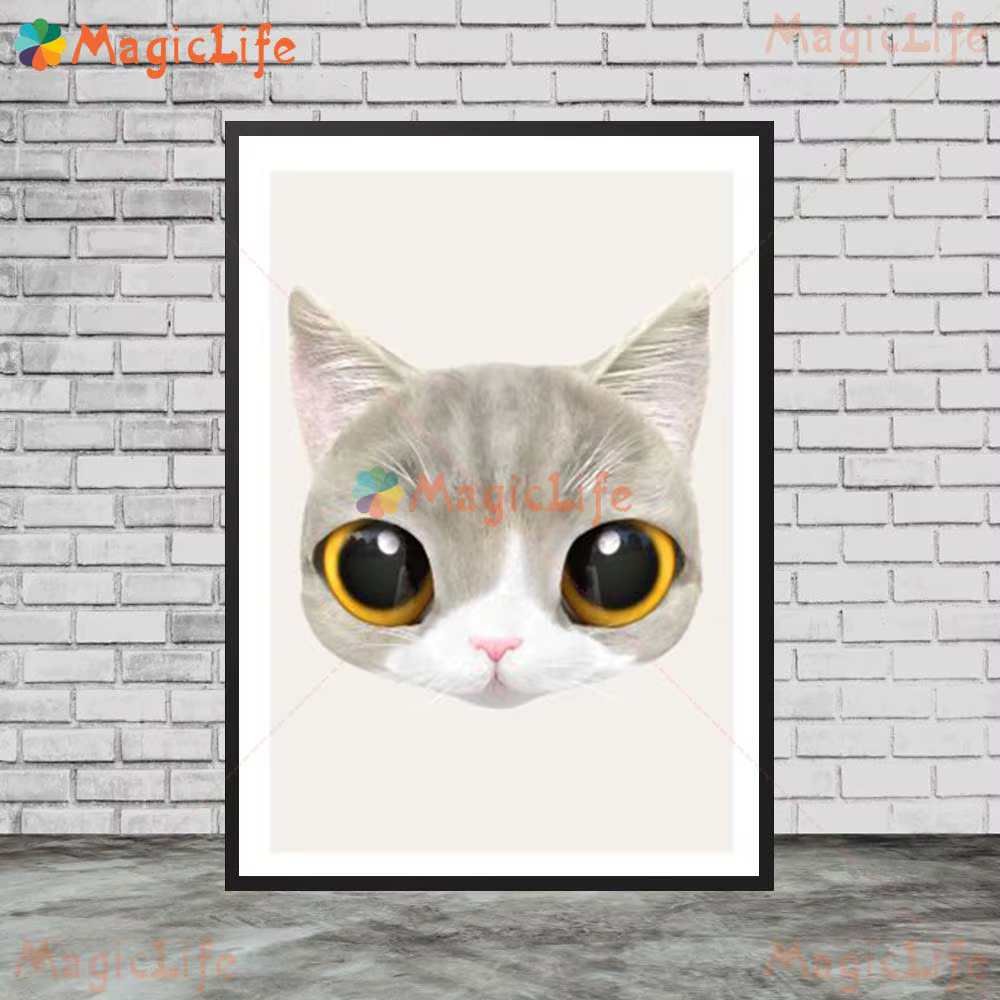 Affiche nordique de dessin animé bébé chat Animal pépinière, toile d'art mural, peinture murale, images pour salon, décoration de maison, sans cadre