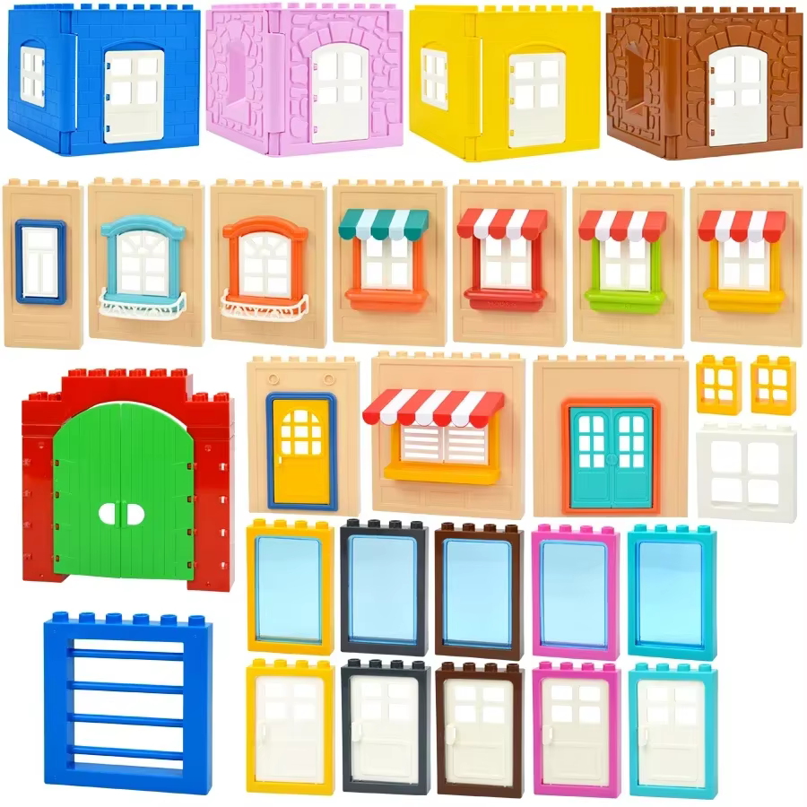 Porte fenêtre mur grandes briques grande taille blocs de Construction maison assembler pièces Construction éducatif Compatible toutes les marques jouets