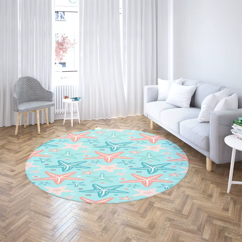 Tapis rond imprimé tortue