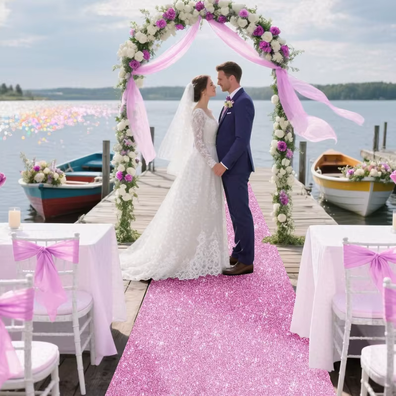 Tapis de fête rose scintillant