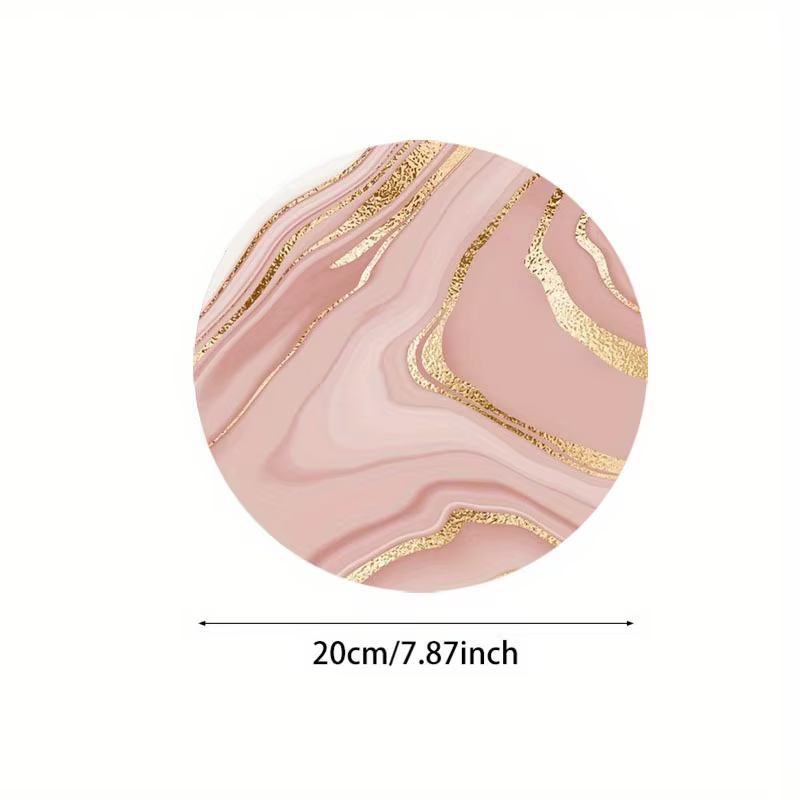 Tapis de souris rond en marbre doré Rose, antidérapant, pour bureau, ordinateurs portables, configuration de jeu, accessoire de bureau esthétique