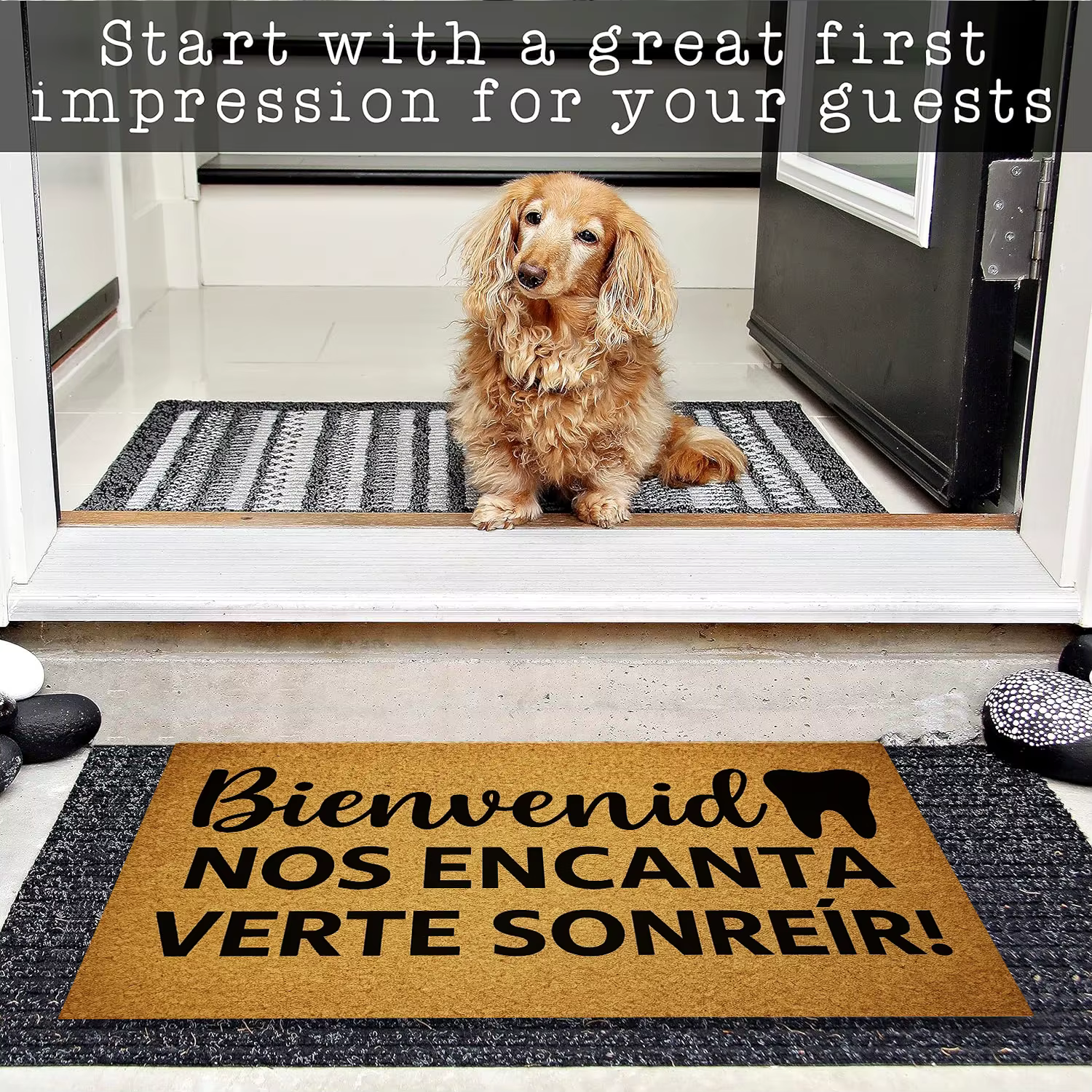 Bienvenidos Nos Encanta Verte Sonreir espagnol en caoutchouc salle de bain cuisine tapis jardin Garage porte