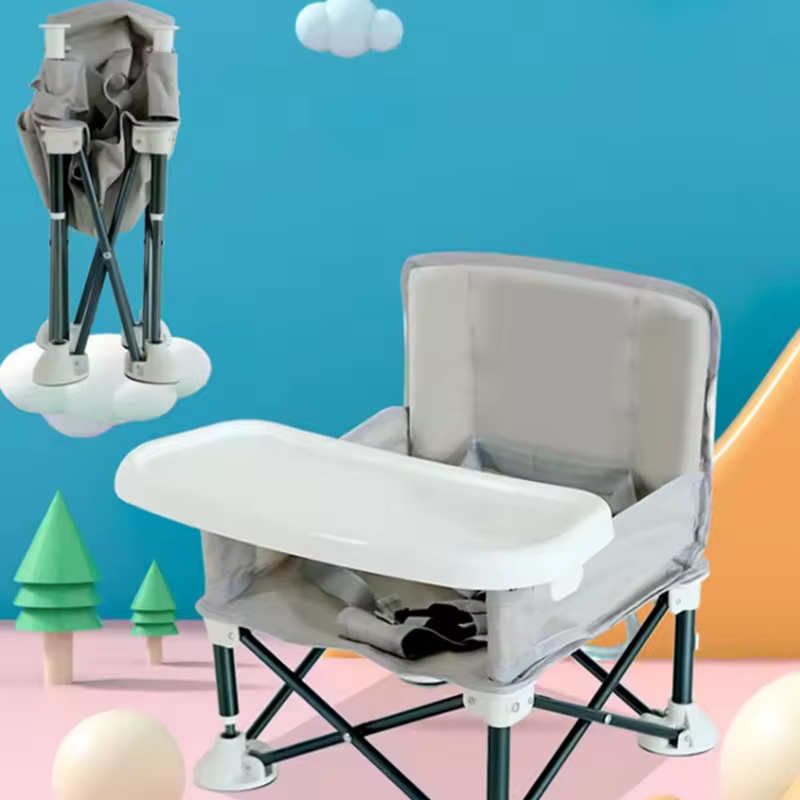 Chaise haute pliable portable pour bébé avec plateau et ceinture de sécurité, chaise de plage pour enfants, siège d'alimentation, équipement de camping