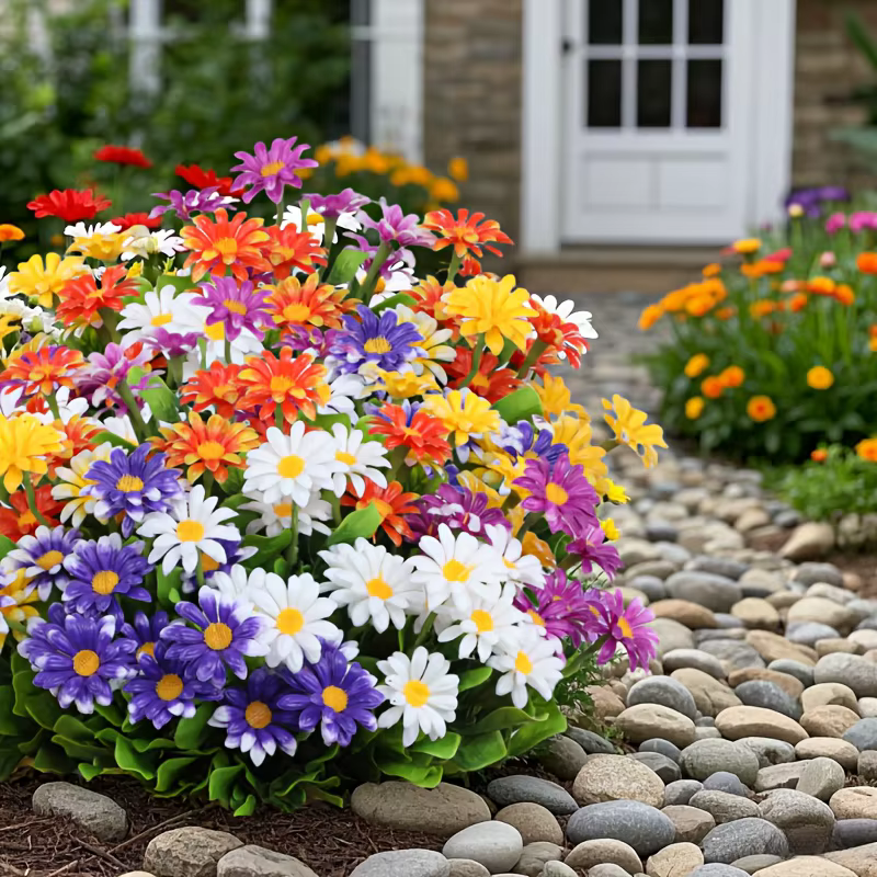 Fleurs artificielles d'extérieur, marguerite, arbustes résistants aux Uv, pour la maison, le bureau, la fête de mariage, le jardin, le porche, le chalet, 10/5/1 lots