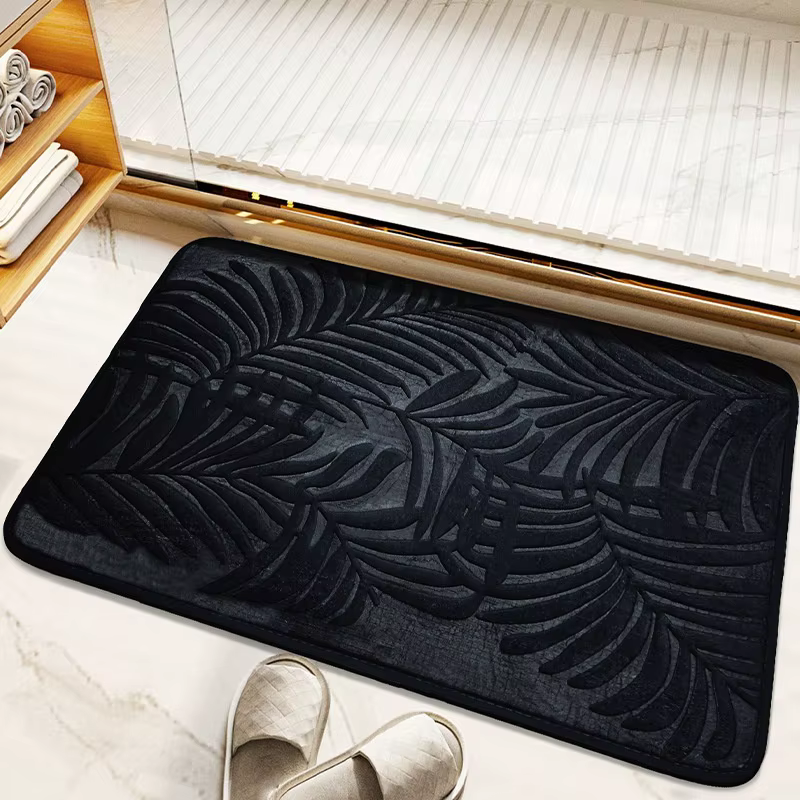 Tapis de sol antidérapant en feuille de palmier gaufrée vert foncé