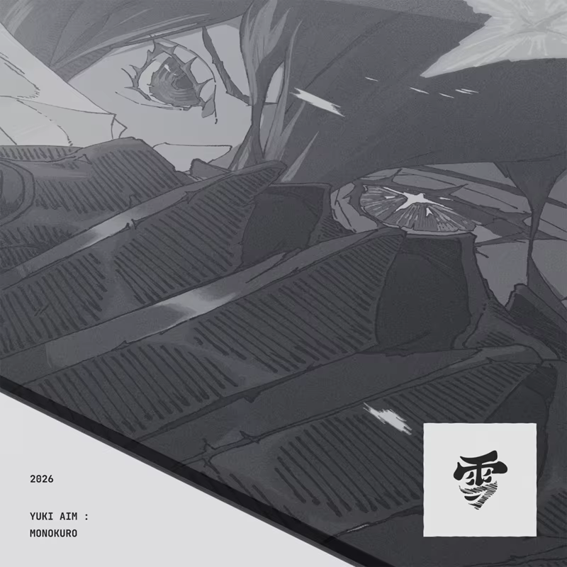 Tapis de souris en verre trempé Yuki Aim Monokuro, tapis de jeu, tapis de table anime, contrôle fluide, accessoires de bureau pour jeux Esports FPS, cadeaux