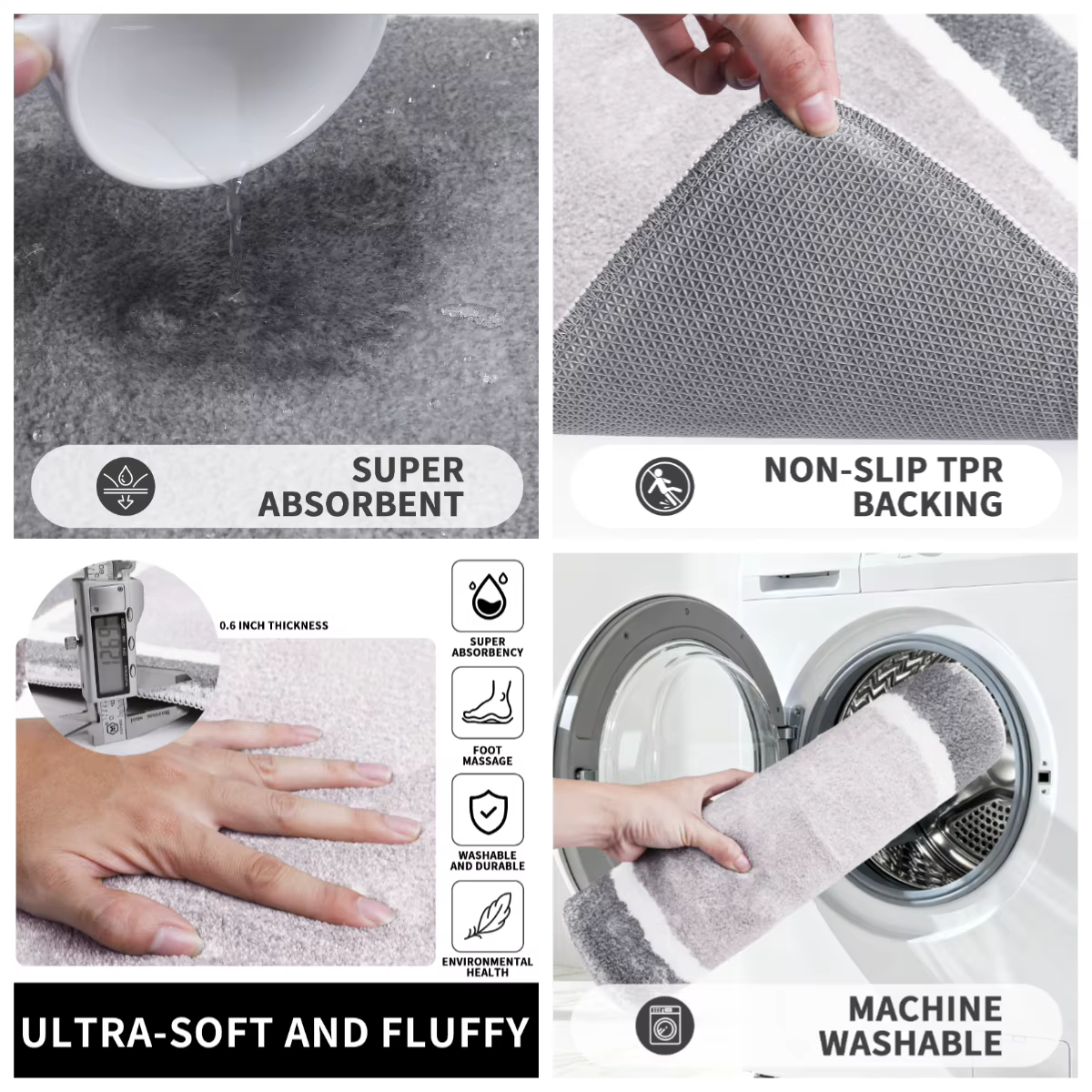 Tapis de salle de bain en microfibre moelleuse 50x60cm