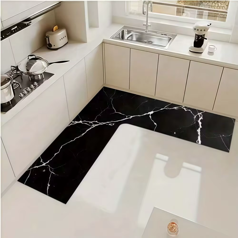 Tapis d'angle de cuisine de luxe en forme de L