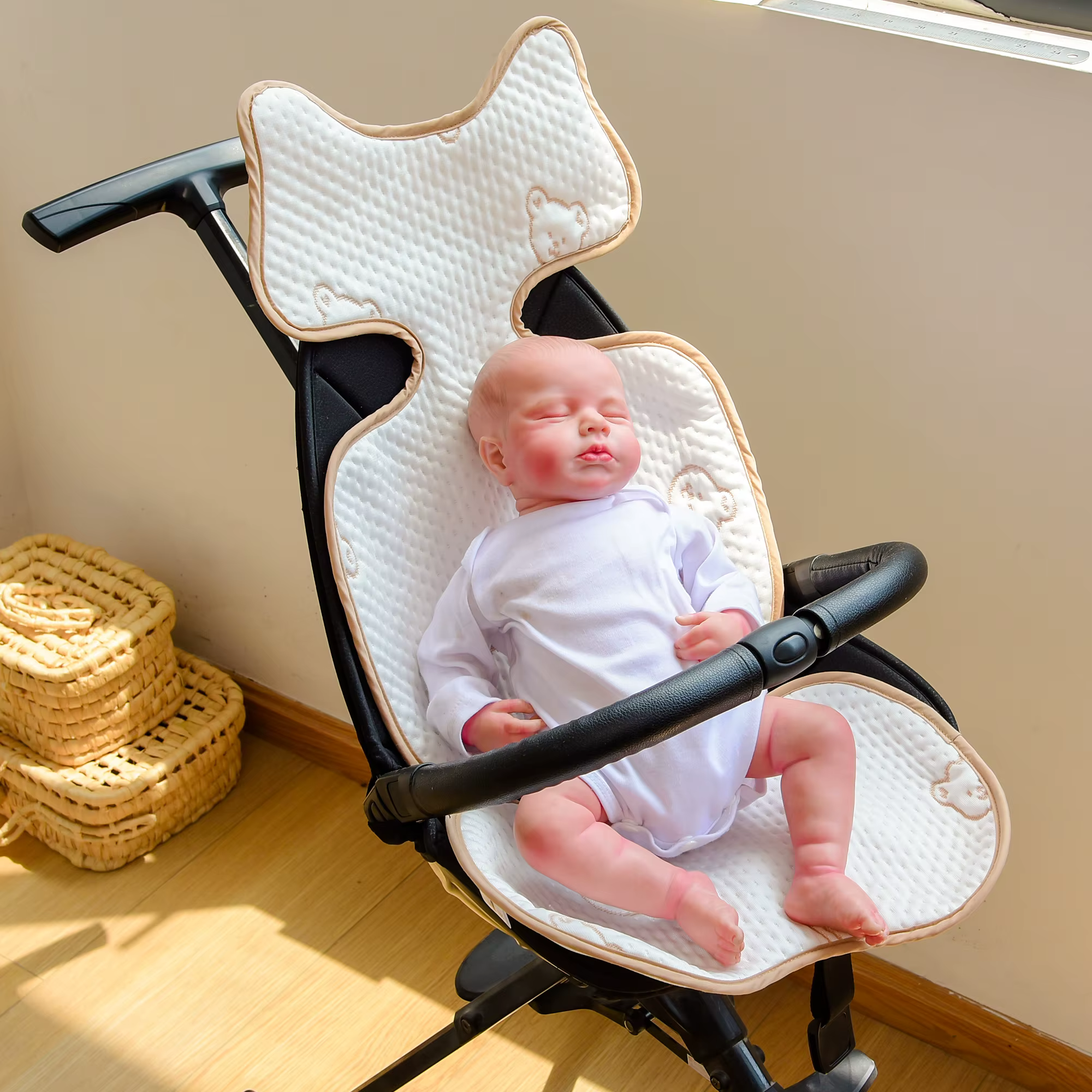 Coussin de Siège Respirant pour Poussette de Bébé, Respirant, en Soie Glacée, pour la Marche