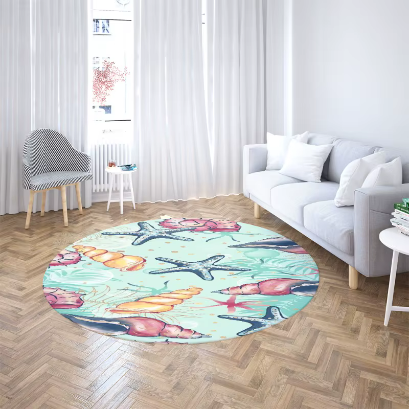 Tapis rond imprimé tortue