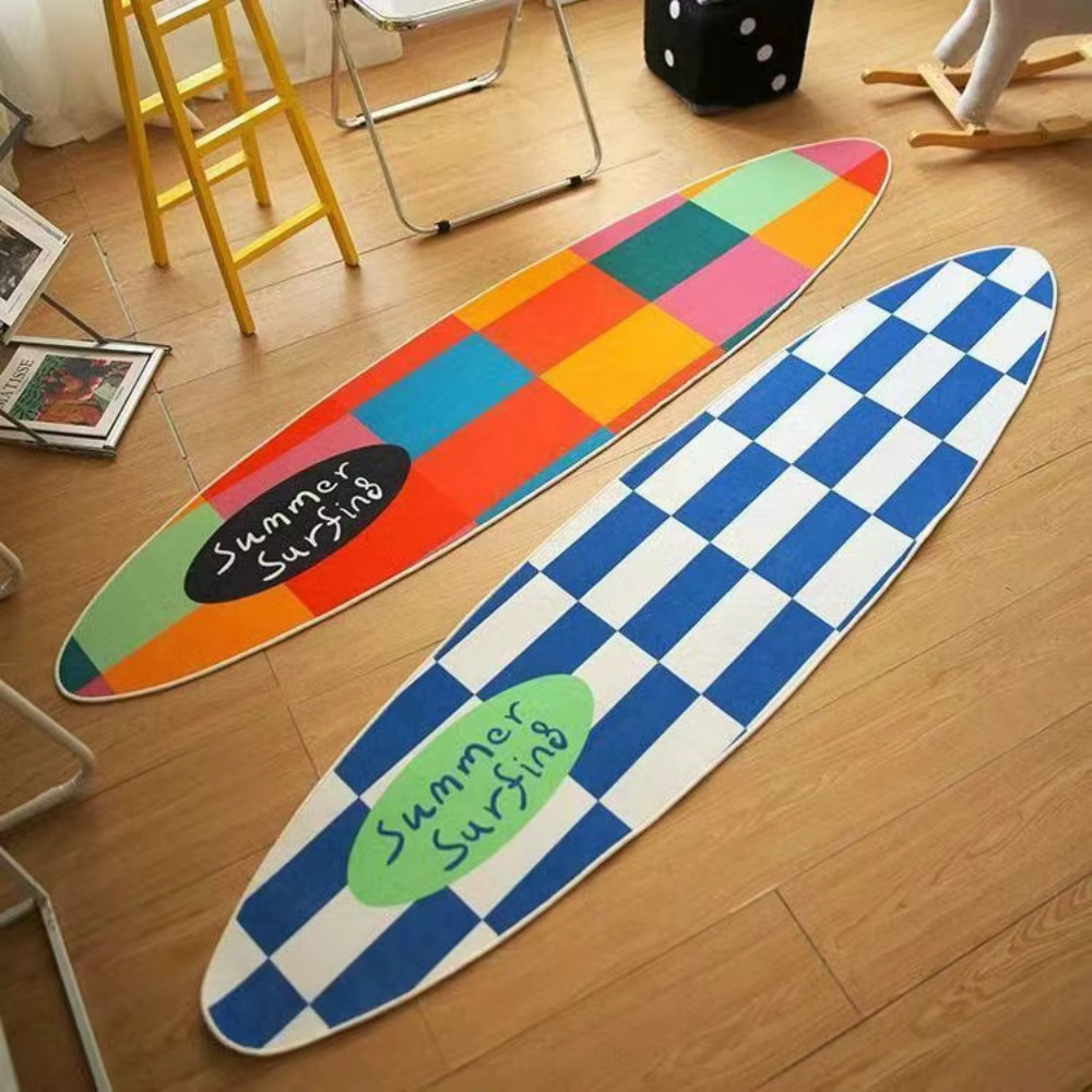 Tapis de surf d'été VIKAMA – Motif à carreaux colorés pour salon