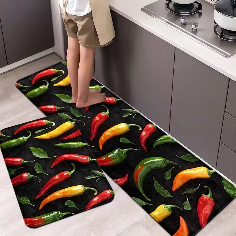 Tapis de cuisine au poivre rouge