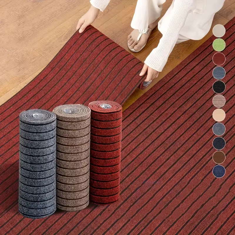 Tapis de porte de cuisine rayé de couleur unie