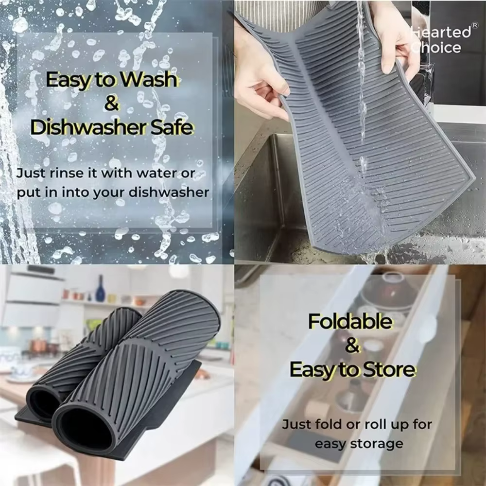 Tapis de séchage de vaisselle en silicone antidérapant