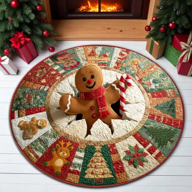 Tapis imprimé bonhomme de neige en pain d'épice de noël