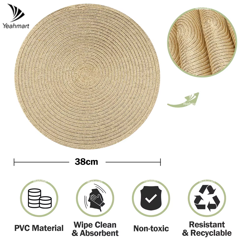 Tapis de Table ronds tressés Beige