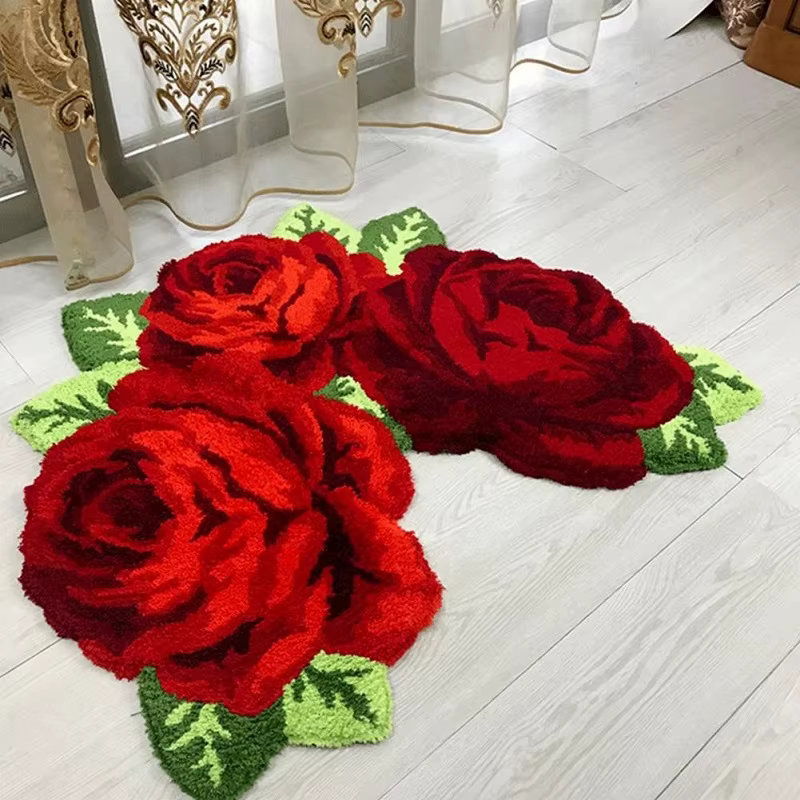 Tapis de sol capitonné en forme de Rose, forte Absorption d'eau, antidérapant, pour salon, chambre à coucher, produits ménagers