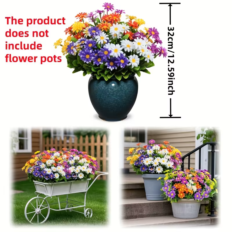 Fleurs artificielles d'extérieur, marguerite, arbustes résistants aux Uv, pour la maison, le bureau, la fête de mariage, le jardin, le porche, le chalet, 10/5/1 lots