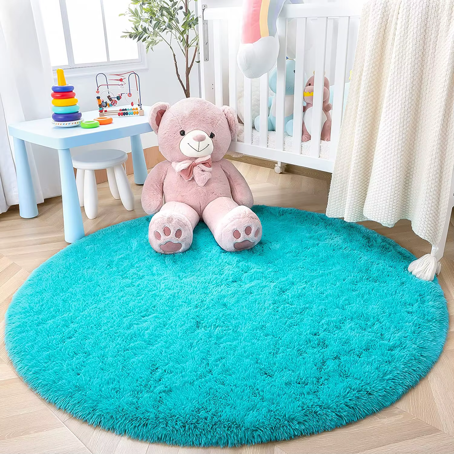 Tapis rond moelleux et doux pour chambre d'enfant