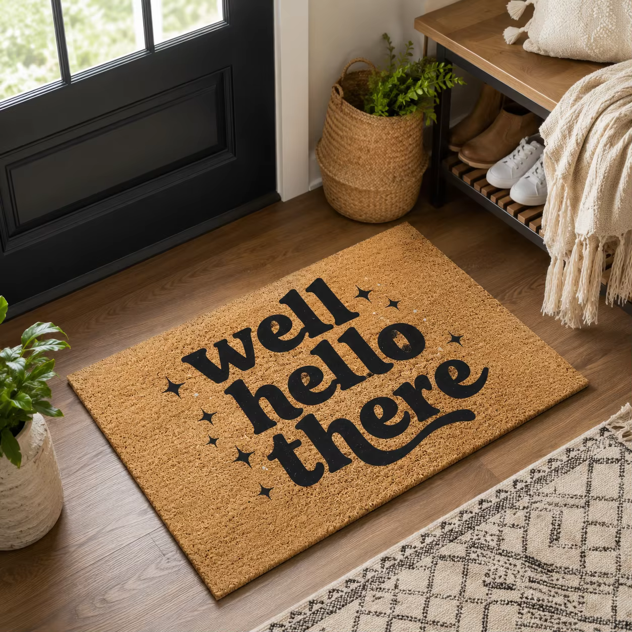 Tapis de bienvenue personnalisé ultra absorbant et antidérapant avec votre texte – Élégant