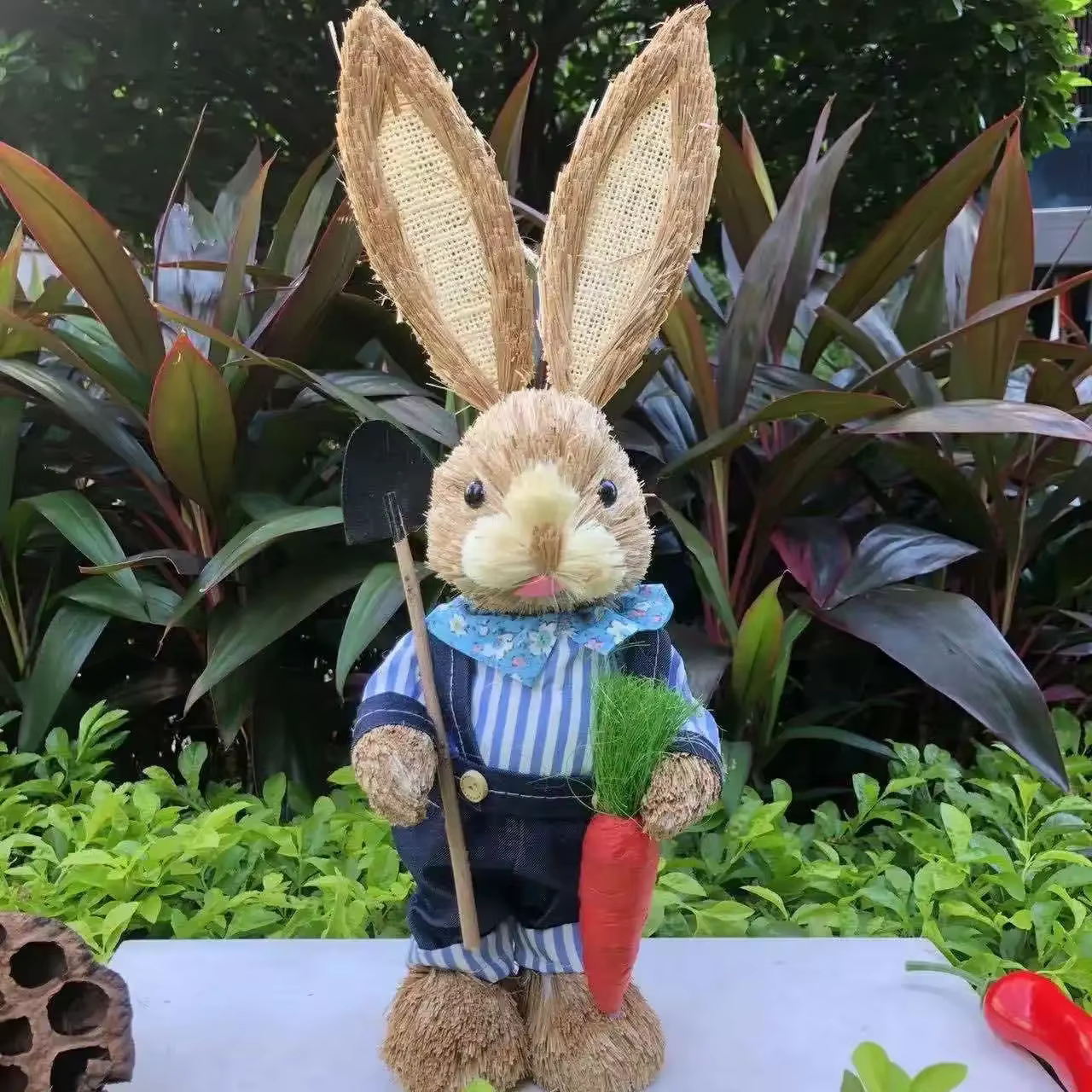 Décoration de lapin de pâques, figurine de lapin, ornement artisanal en queue de chat, vacances à la maison, lapin mignon, décoration de maison, lapin de pâques