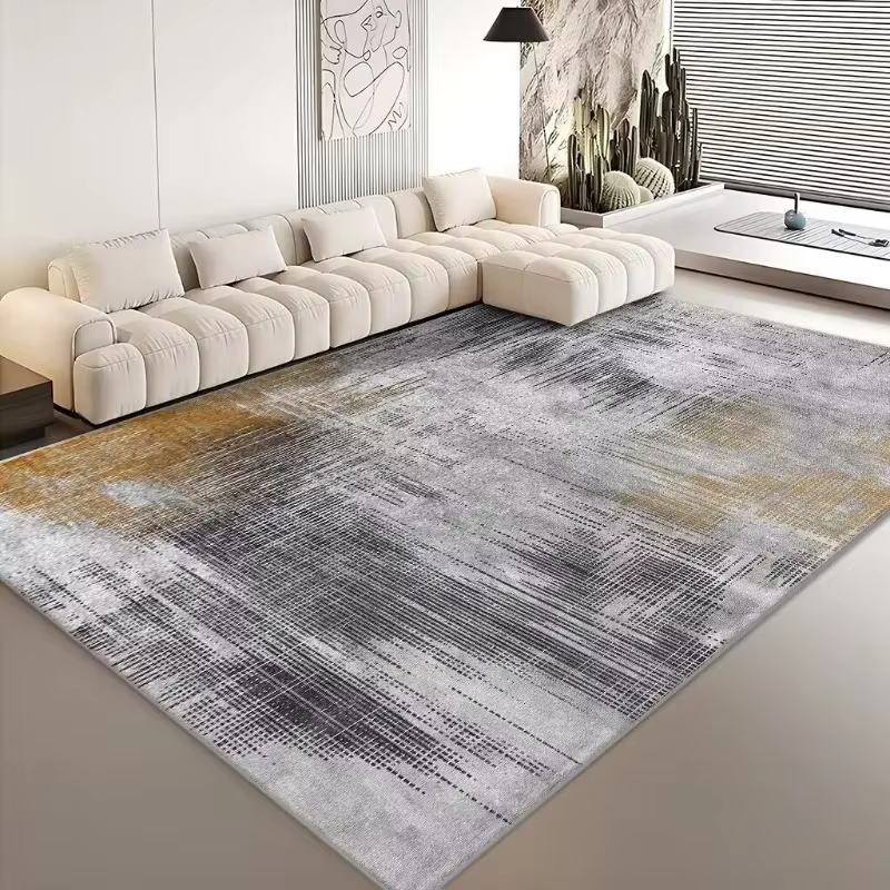 Tapis d'intérieur abstrait neutre effet vieilli, style bohème et rustique, gris beige vintage, pour salon, tapis décoratif