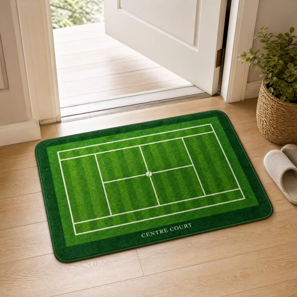 Tapis en velours cristal vert pour terrain de tennis