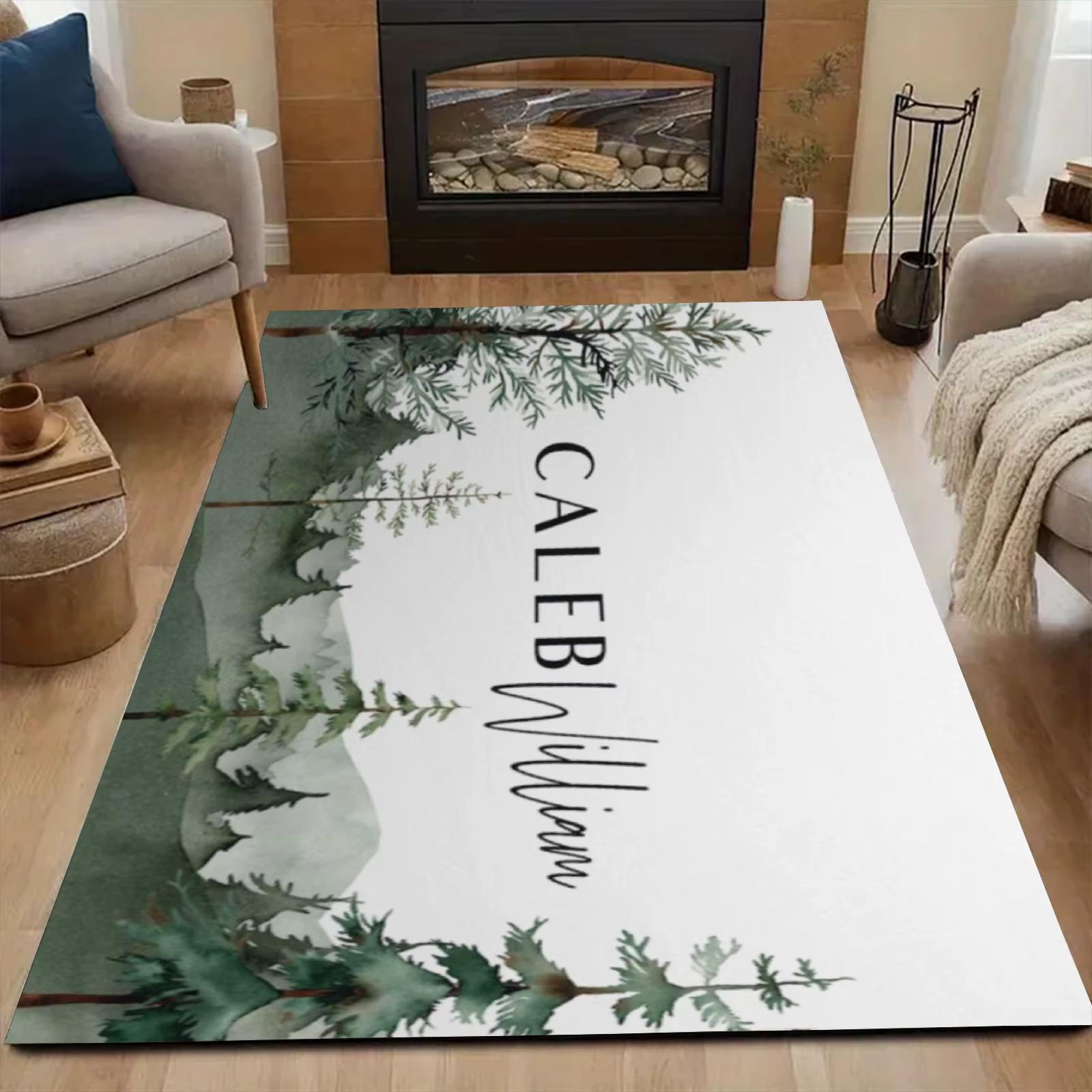 Tapis de forêt personnalisé avec nom