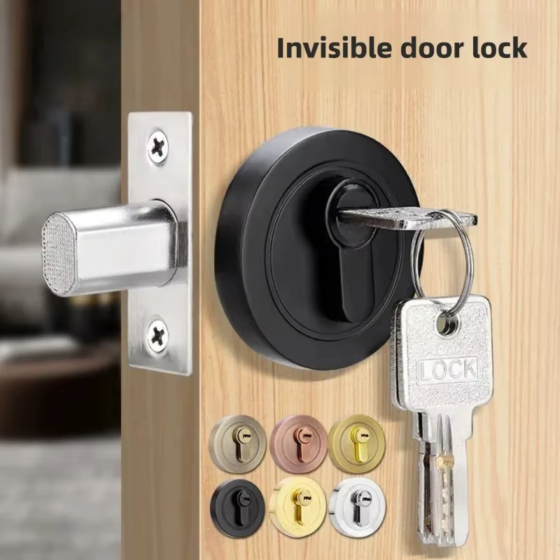 Serrures de porte en bois dissimulées, unilatérales et bilatérales, pour chambre et couloir, sécurité domestique, intimité, loquets de porte auxiliaires cachés