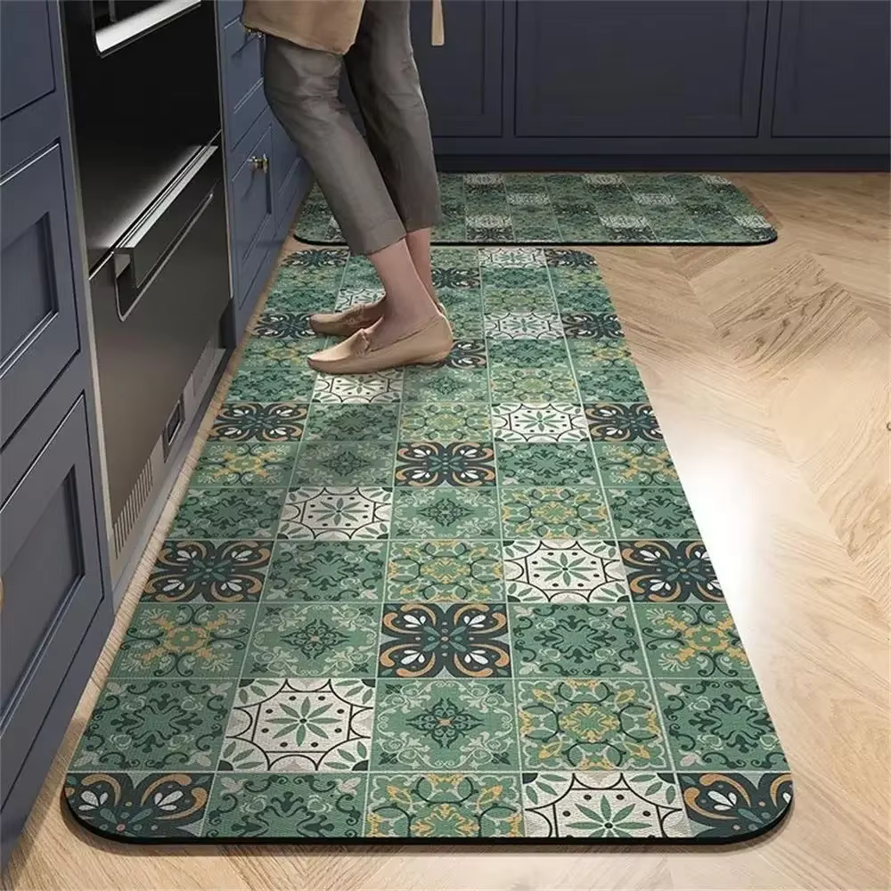VIKAMA 1/2 tapis de cuisine vintage, tapis de couloir antidérapant pour salon, chambre à coucher, paillasson d'entrée, décoration intérieure