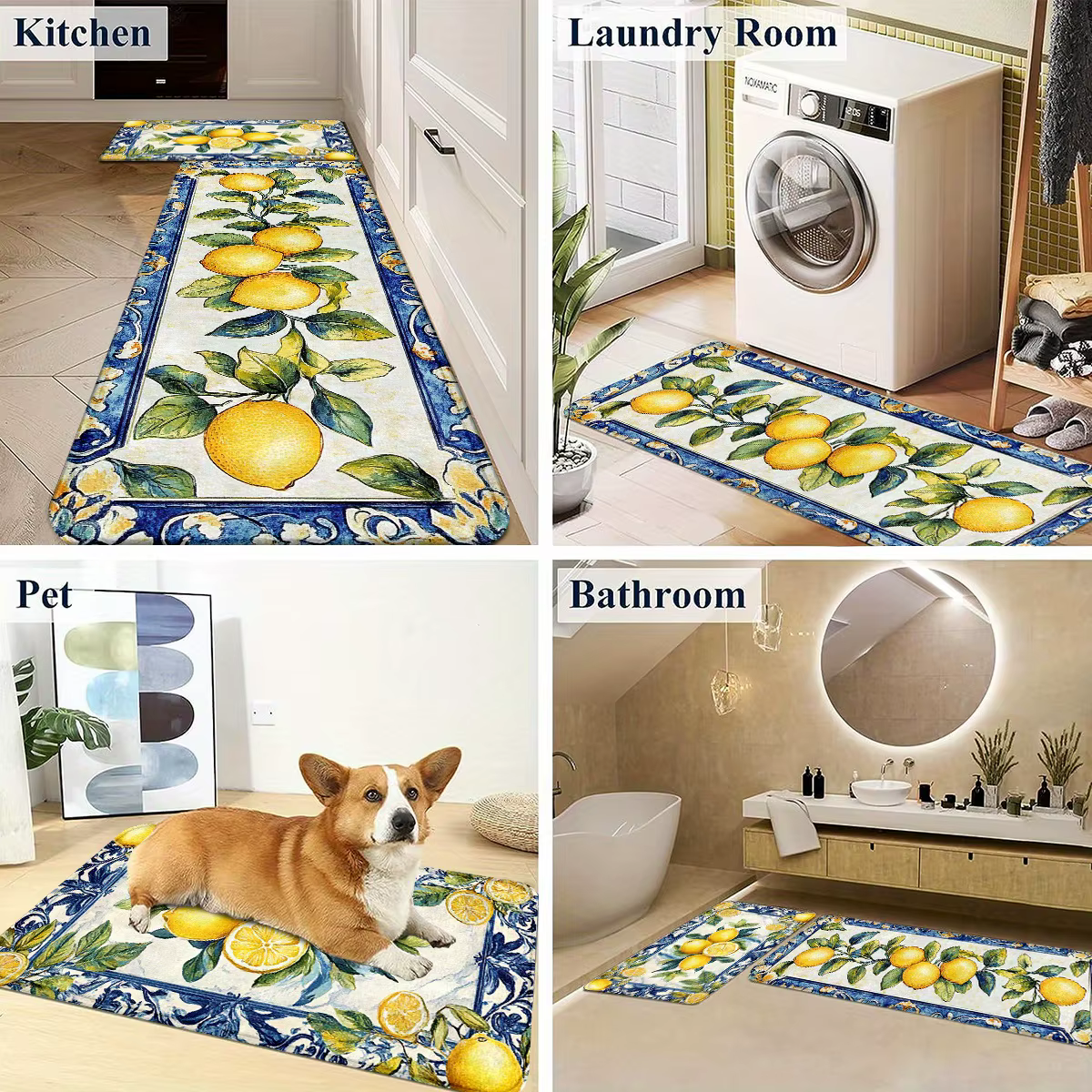 Ensemble de tapis de cuisine VIKAMA Mediterranean French Lemon