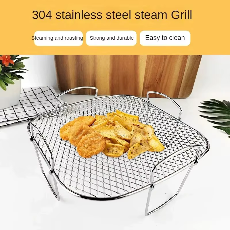 Support de friteuse à Air, support de cuisson en acier inoxydable, empilable, polyvalent, support de pain grillé, plateau de panier, accessoires de friteuse à Air