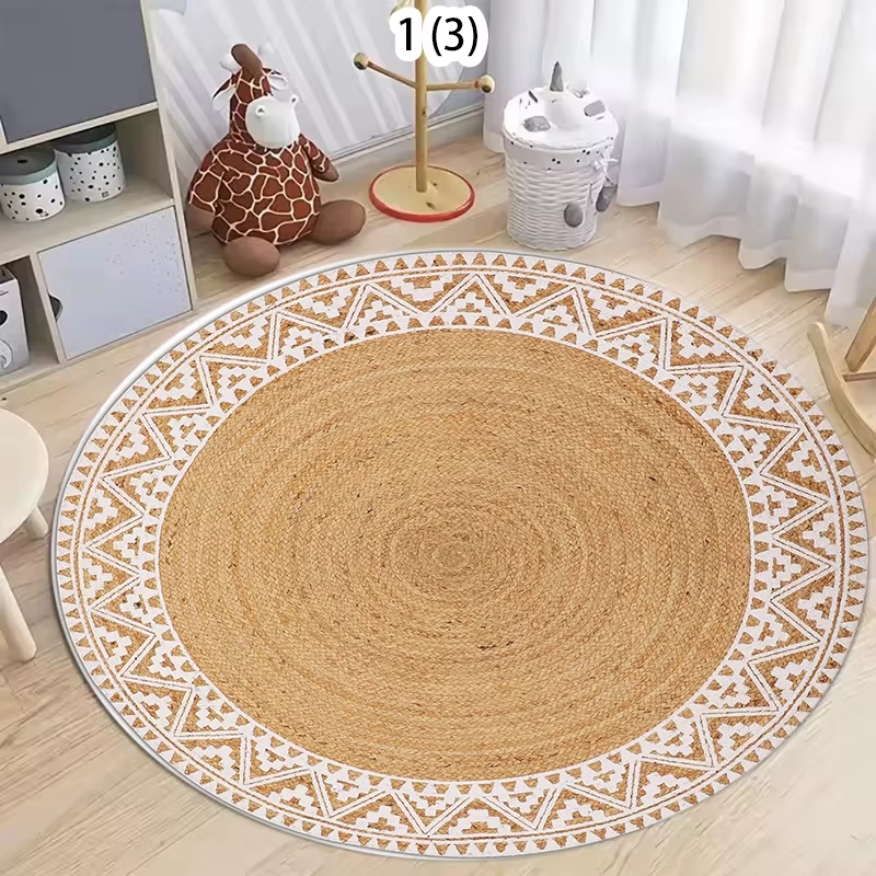 Tapis rond Mandala, tapis de sol antidérapant fait main style bohème