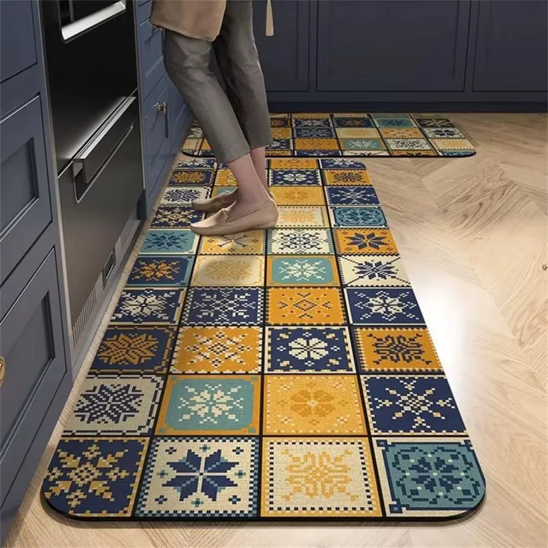 VIKAMA Tapis de cuisine marocain vintage antidérapant résistant à l'huile