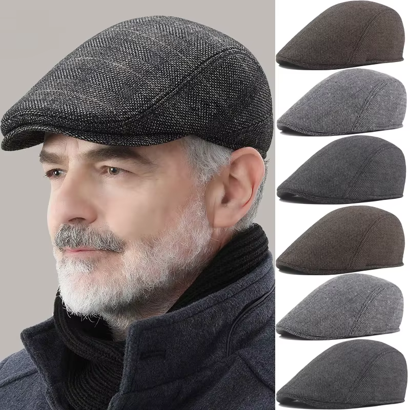 Bérets de mode hommes de haute qualité automne hiver laine chapeau à chevrons casquette plate classique artiste peintre chapeau mâle béret casquettes Gorras