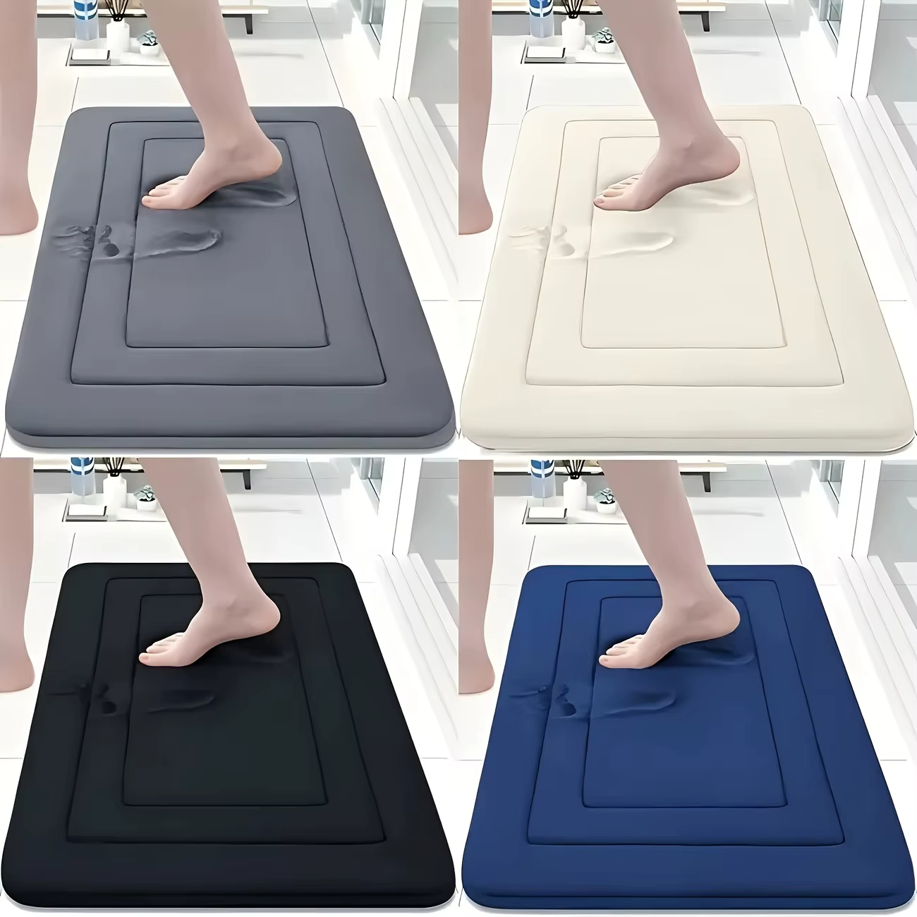 1 tapis de bain en mousse à mémoire de forme |   Tapis antidérapant absorbant Vintage, tapis rectangulaire Durable, tapis sur pied confortable pour salle de bain
