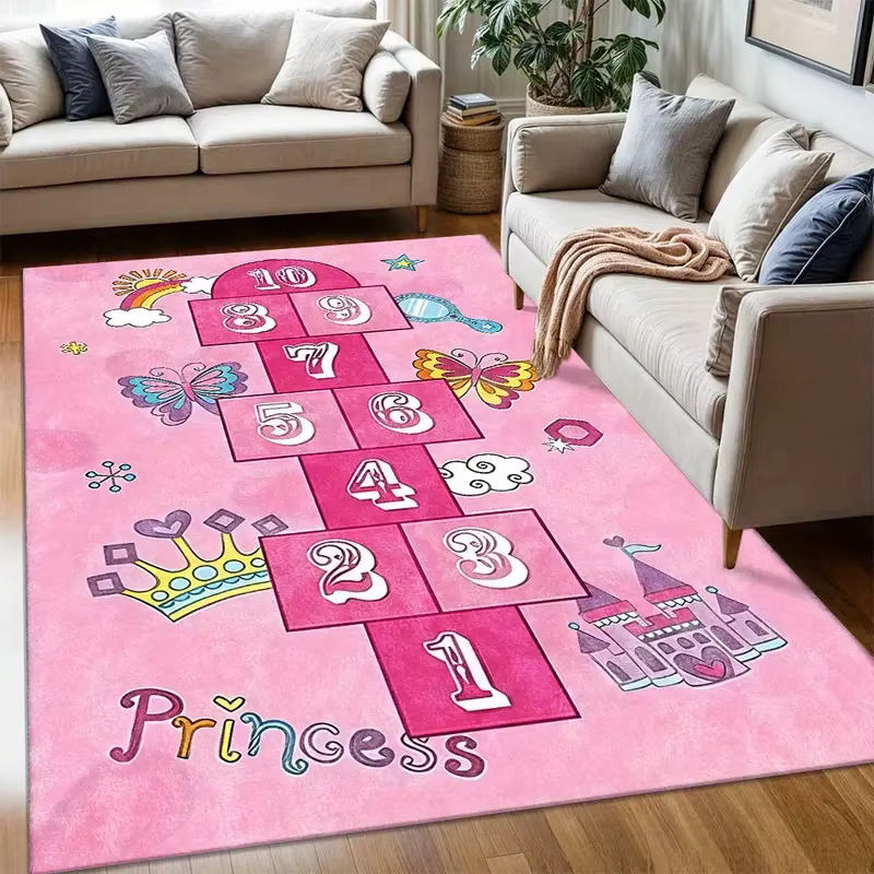 Tapis de ville rose pour décoration de chambre de filles