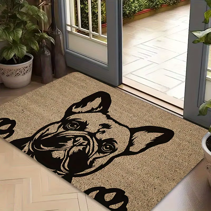 Paillasson extérieur moderne motif Bouledogue Français pour entrée de café boutique