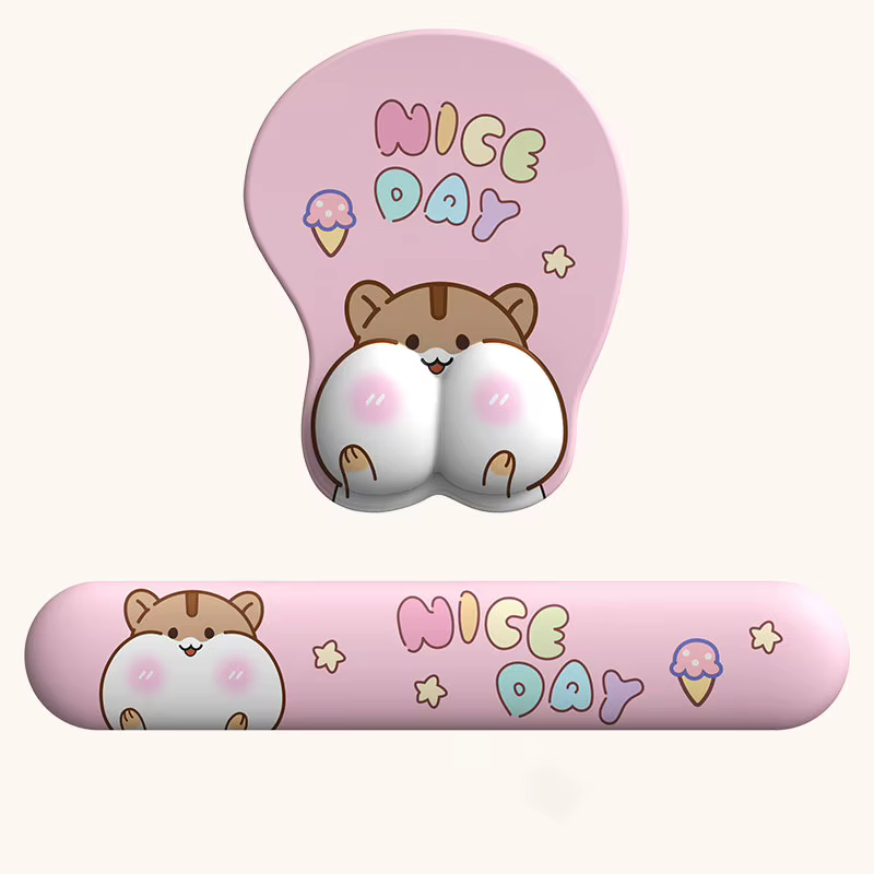 Tapis de souris avec Support de poignet en Gel, ergonomique, 3D, mignon, pour jeu, PC et ordinateurs portables