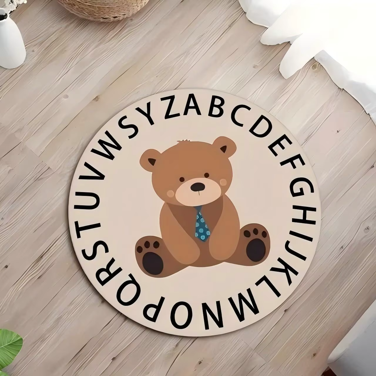 Adorable tapis rond alphabet ABC en forme d'ours