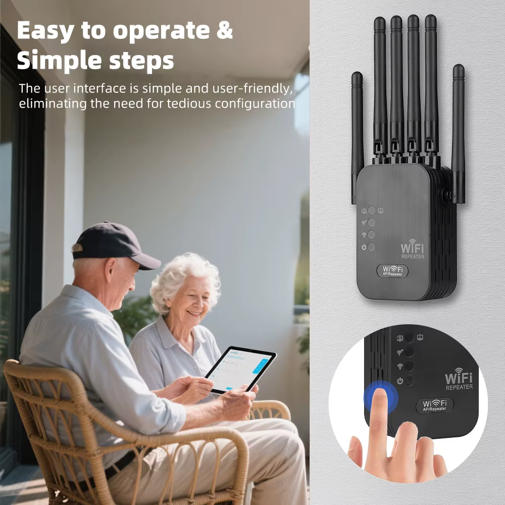 Répéteur WiFi 5G sans fil 1200 Mbps, routeur amplificateur de signal WiFi double bande longue portée 5 GHz