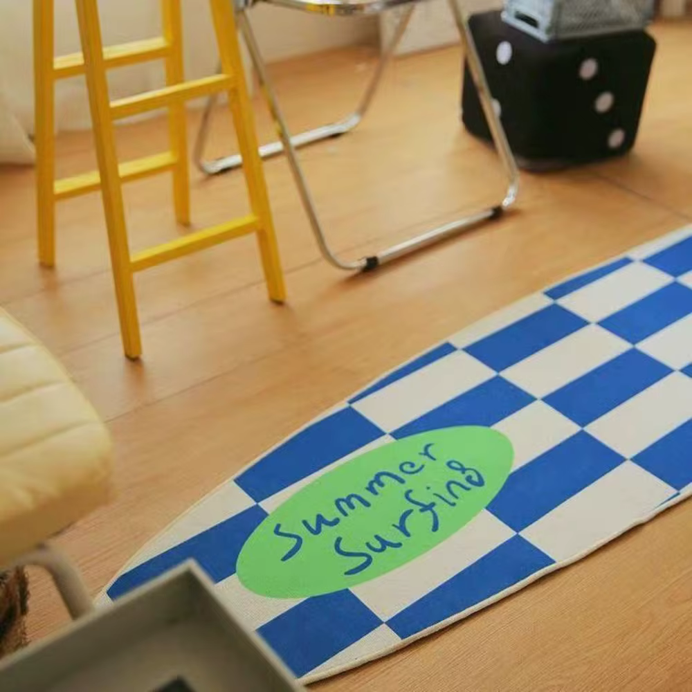 Tapis de surf d'été VIKAMA – Motif à carreaux colorés pour salon