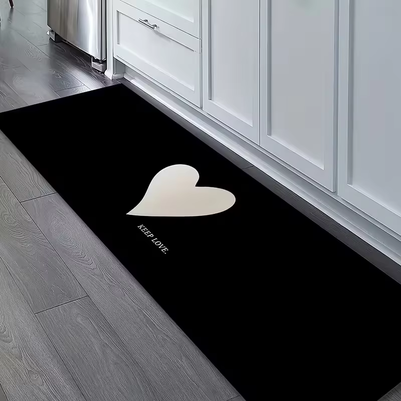 Tapis blanc à motif de cœur pour la Saint-Valentin, décoration romantique pour la maison, adapté aux portes de salle de bain, aux cuisines, aux buanderies, etc.