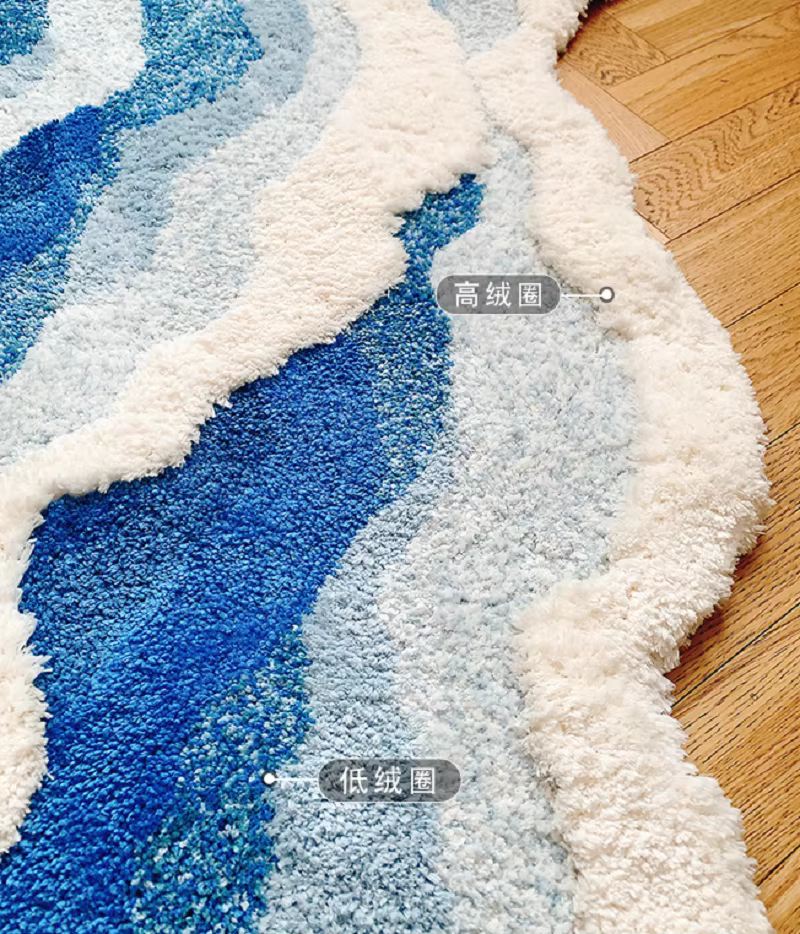 Tapis de sol antidérapant à motif de mer bleue