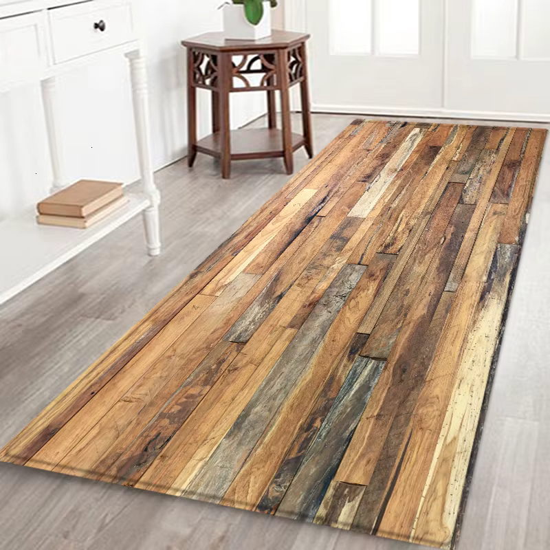 Tapis de cuisine géométrique en Grain de bois